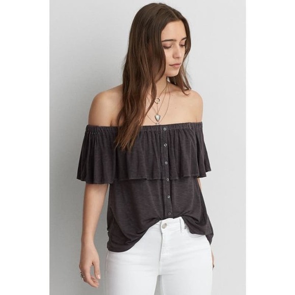 American Eagle‎ Blouse | Womens Off the Shoulder Soft Knit Blouse - Picture 6 of 6